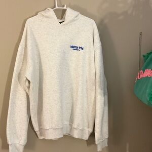 White Fox Boutique White Hoodie with Blue Logo